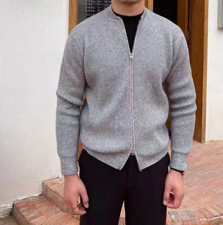 Herren Cardigan Stehkragen | Gerippte Textur