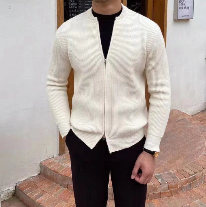 Herren Cardigan Stehkragen | Gerippte Textur