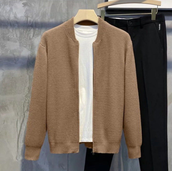 Herren Cardigan Stehkragen | Gerippte Textur
