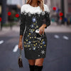 Weihnachtskleid mit Schneeflocken Druck für Damen | Mini