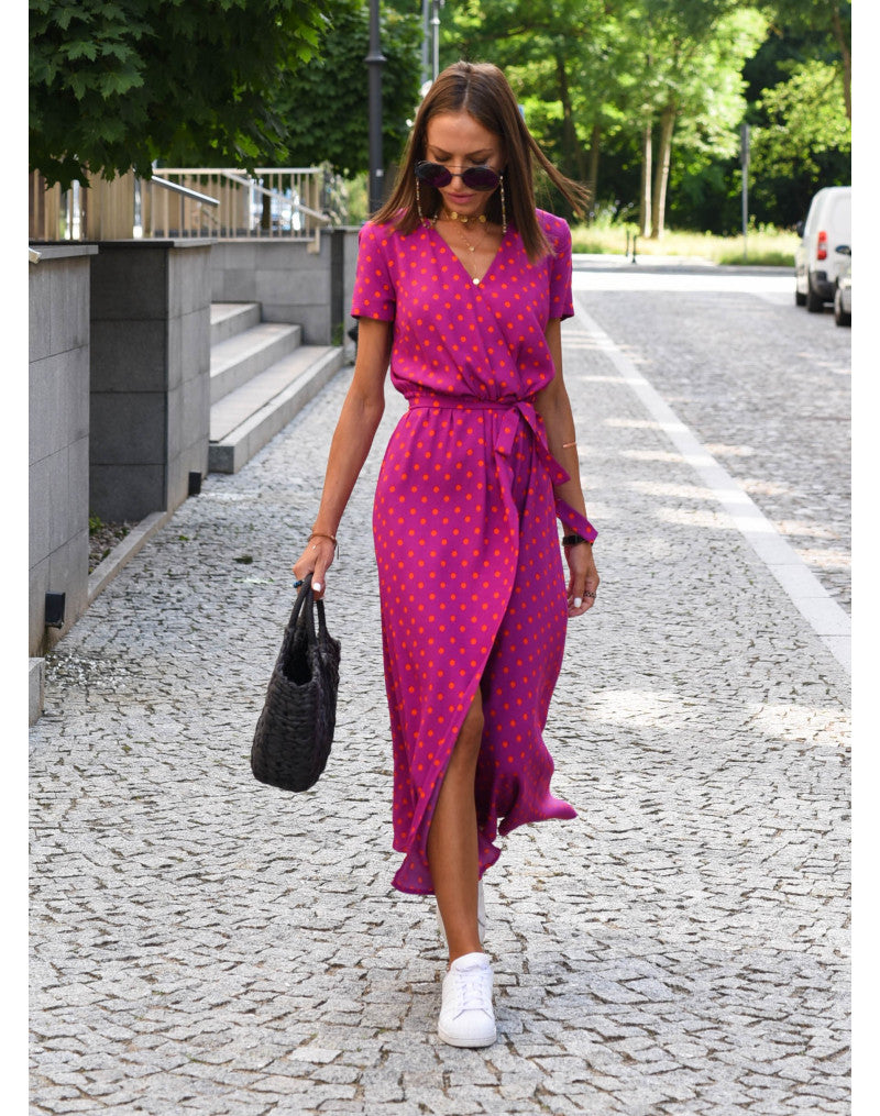 Kurzärmeliges Sommerkleid für Damen | Maxi