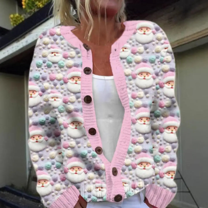 Weihnachtsstrickjacke für Damen | mit Knöpfen