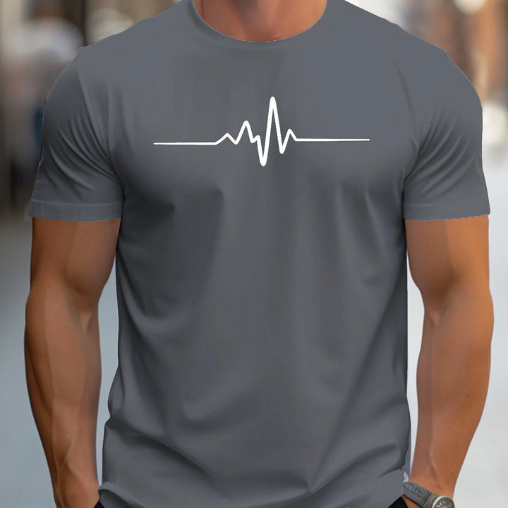 Herren Herzschlag Druck Kurzarm T-Shirt | Schmale Passform