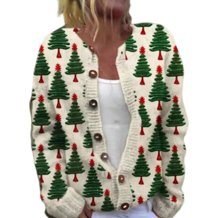 Weihnachtsstrickjacke für Damen | mit Knöpfen