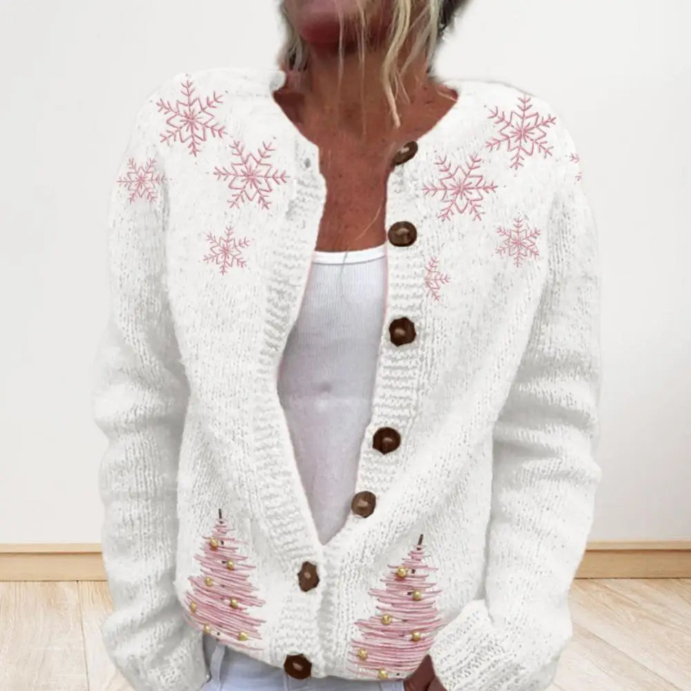 Weihnachtsstrickjacke für Damen | mit Knöpfen