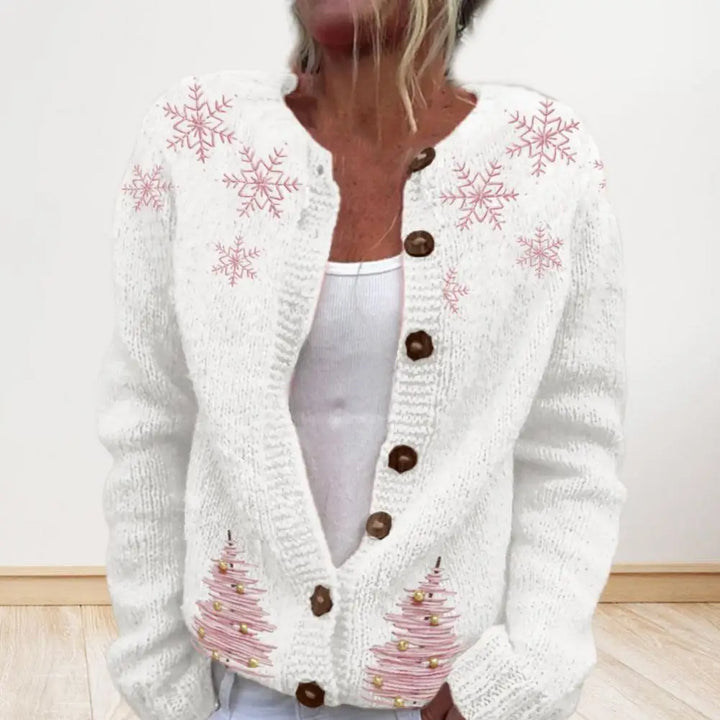 Weihnachtsstrickjacke für Damen | mit Knöpfen