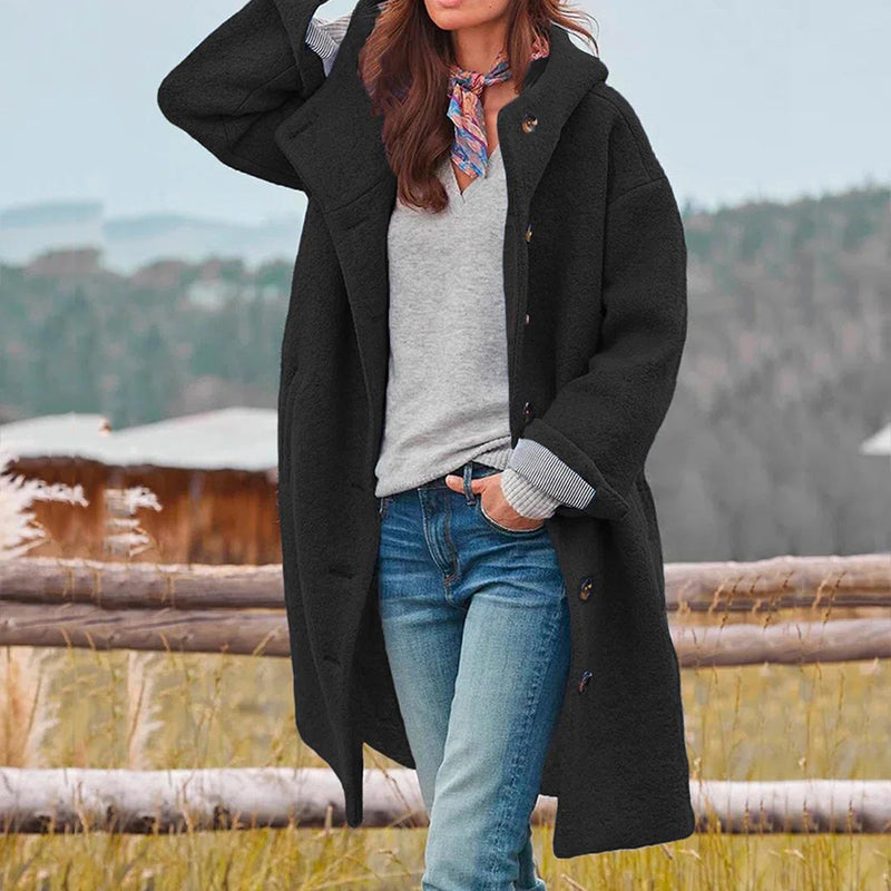 Damen Warme Winter Knopf Daunen Mantel | Lange