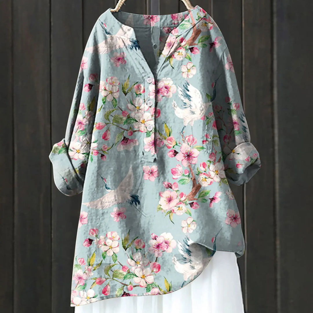 Damen Sommer Blumenhemd | Langarm