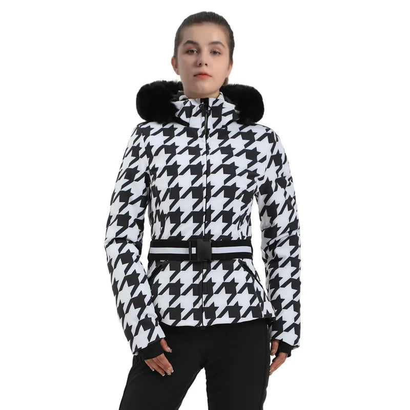 Schlank Skijacke Damen | Mit Gürtel