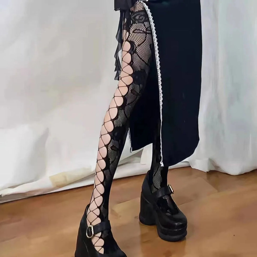 Ausgehöhlte Strumpfhose für Damen | Blumenmuster