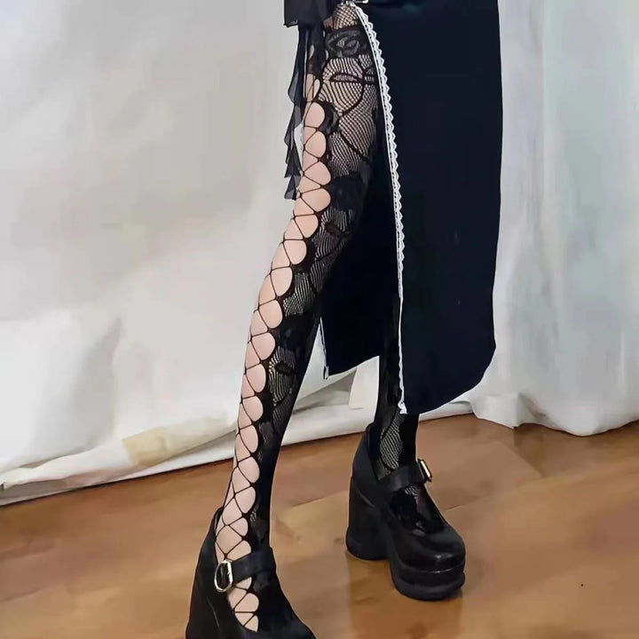 Ausgehöhlte Strumpfhose für Damen | Blumenmuster