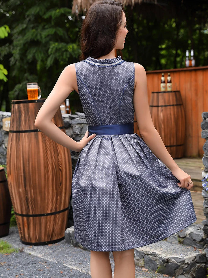 Ärmelloses blaues Oktoberfestdirndlkleid für Damen