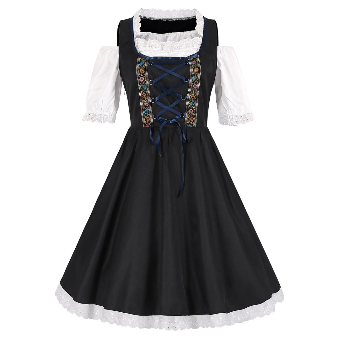 Damen 3/4 Ärmel Oktoberfest Dirndl Kleid