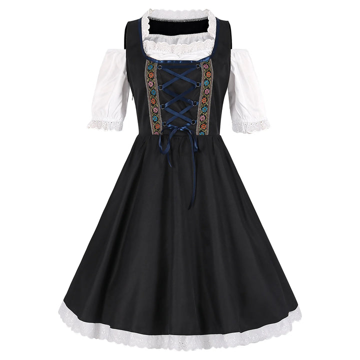 Damen 3/4 Ärmel Oktoberfest Dirndl Kleid