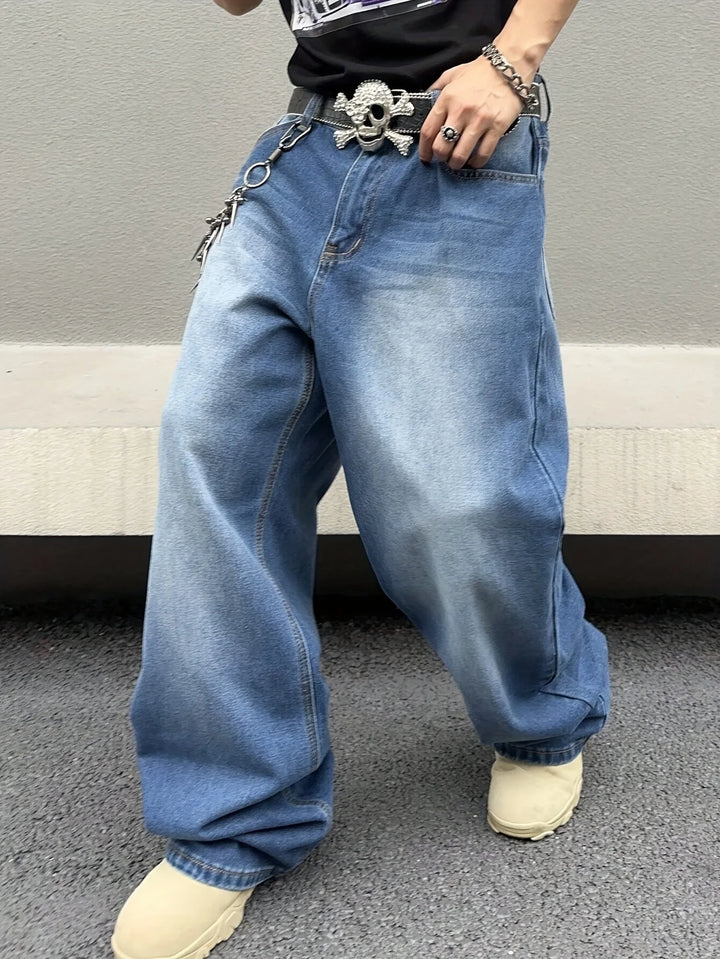 Herren Lässig Baggy Jeans | Gewaschen-Optik