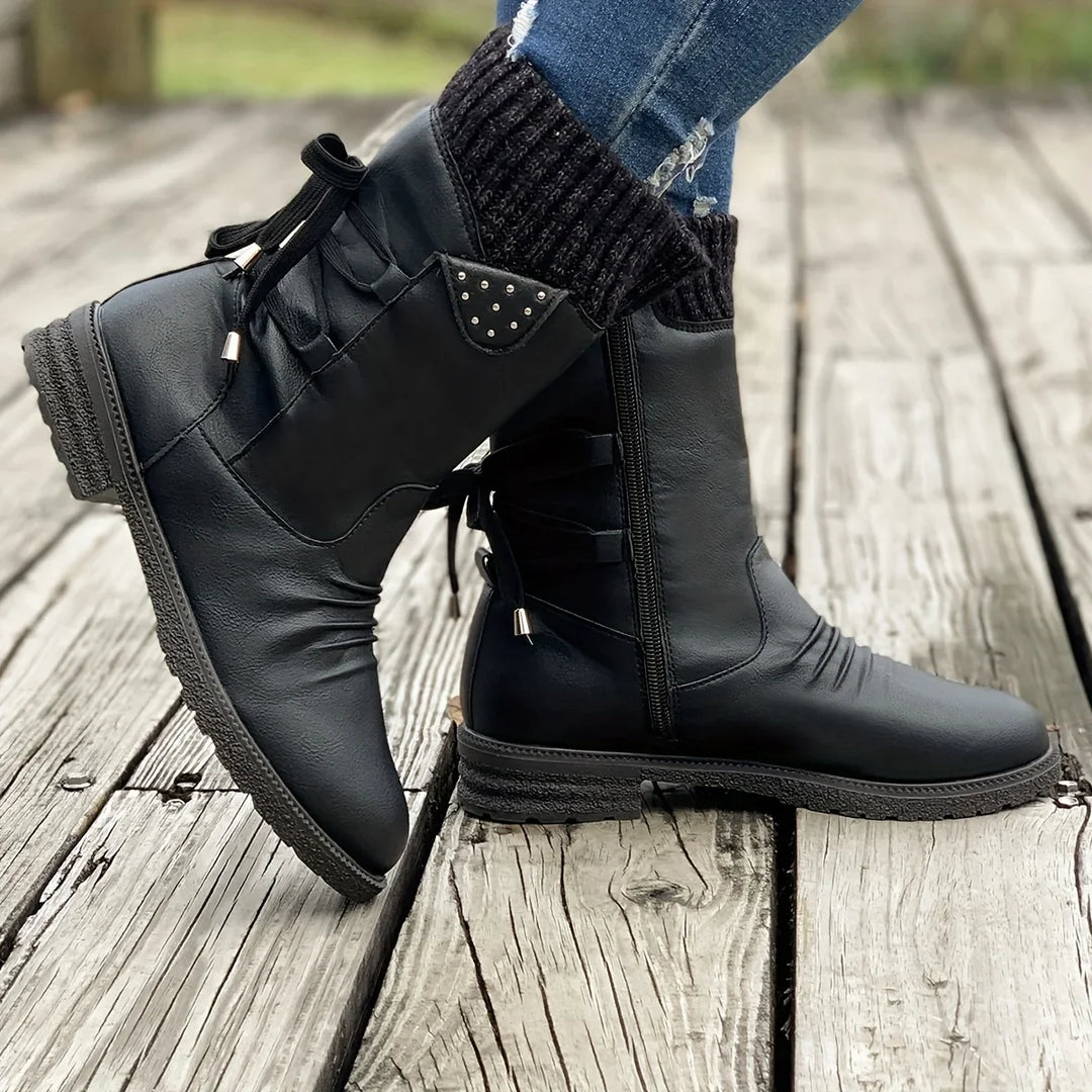 Damen Winter Stiefel | Gestricktes Detail