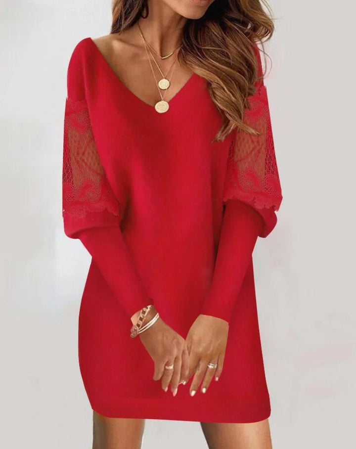 Blumenmuster Weihnachtskleid Damen | Mini