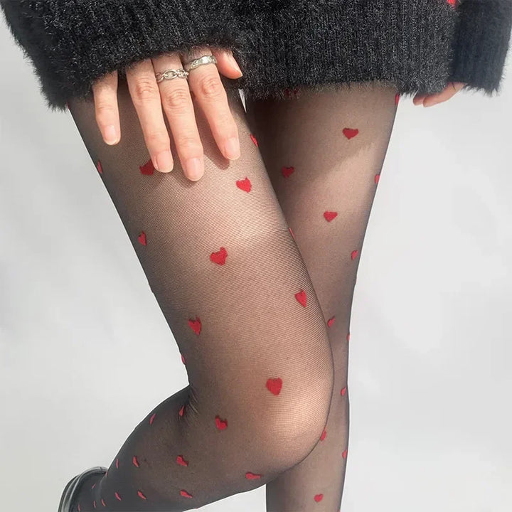 Transparente Strumpfhose für Damen | Herzen