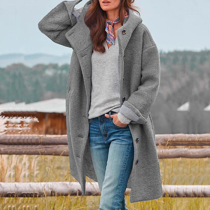 Damen Warme Winter Knopf Daunen Mantel | Lange