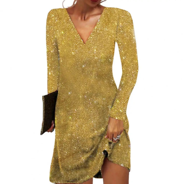 Lockere Paillette Weihnachtskleid Damen | Mini