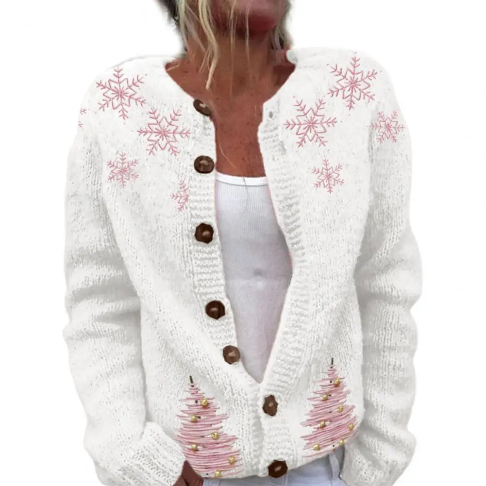 Weihnachtsstrickjacke für Damen | mit Knöpfen