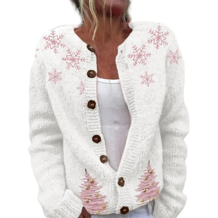 Weihnachtsstrickjacke für Damen | mit Knöpfen