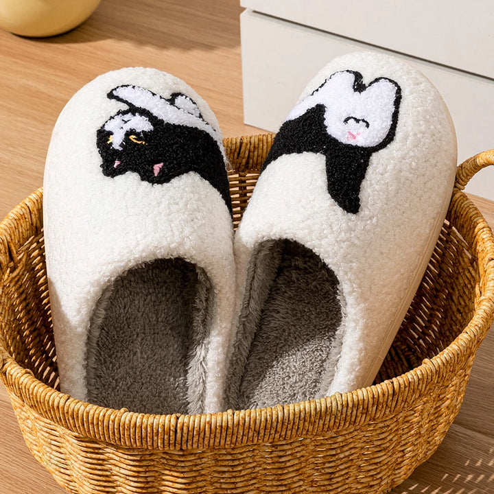 Damen Weiche Katze Hausschuhe | Schlupf