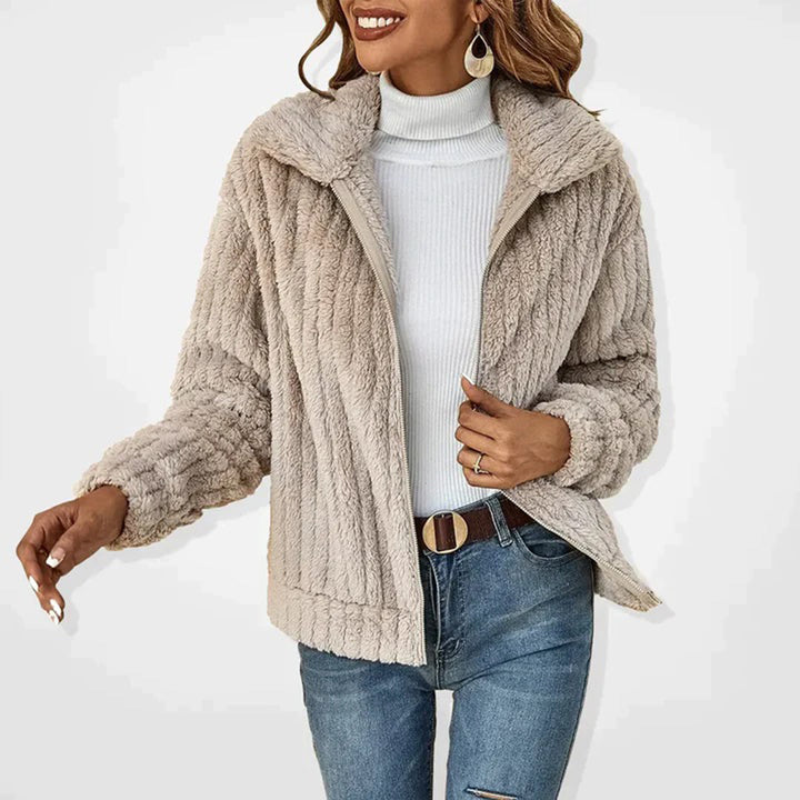 Gestrickt Fleecejacke für Damen | Kragen