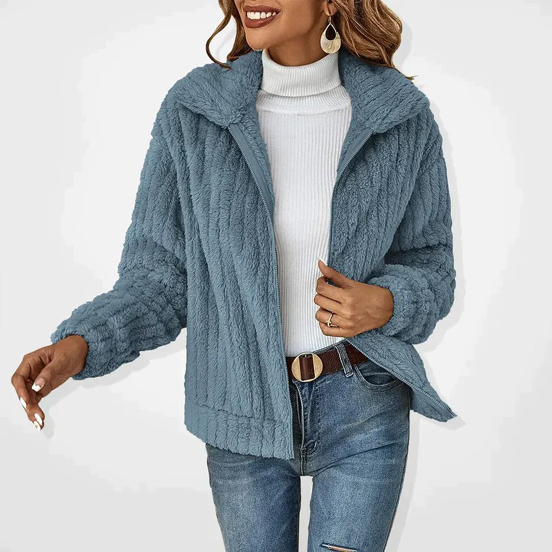 Gestrickt Fleecejacke für Damen | Kragen