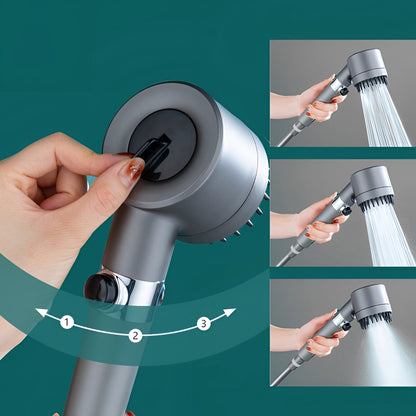 HydroBoost | Handlicher Hochdruck-Duschkopf mit einstellbarem Strahl | Grau