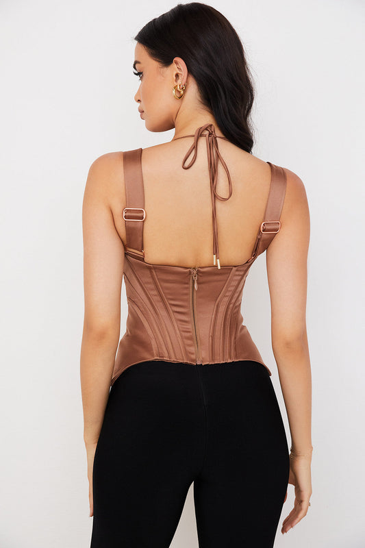 Damen Sommer Korsett Oberteil | Braun