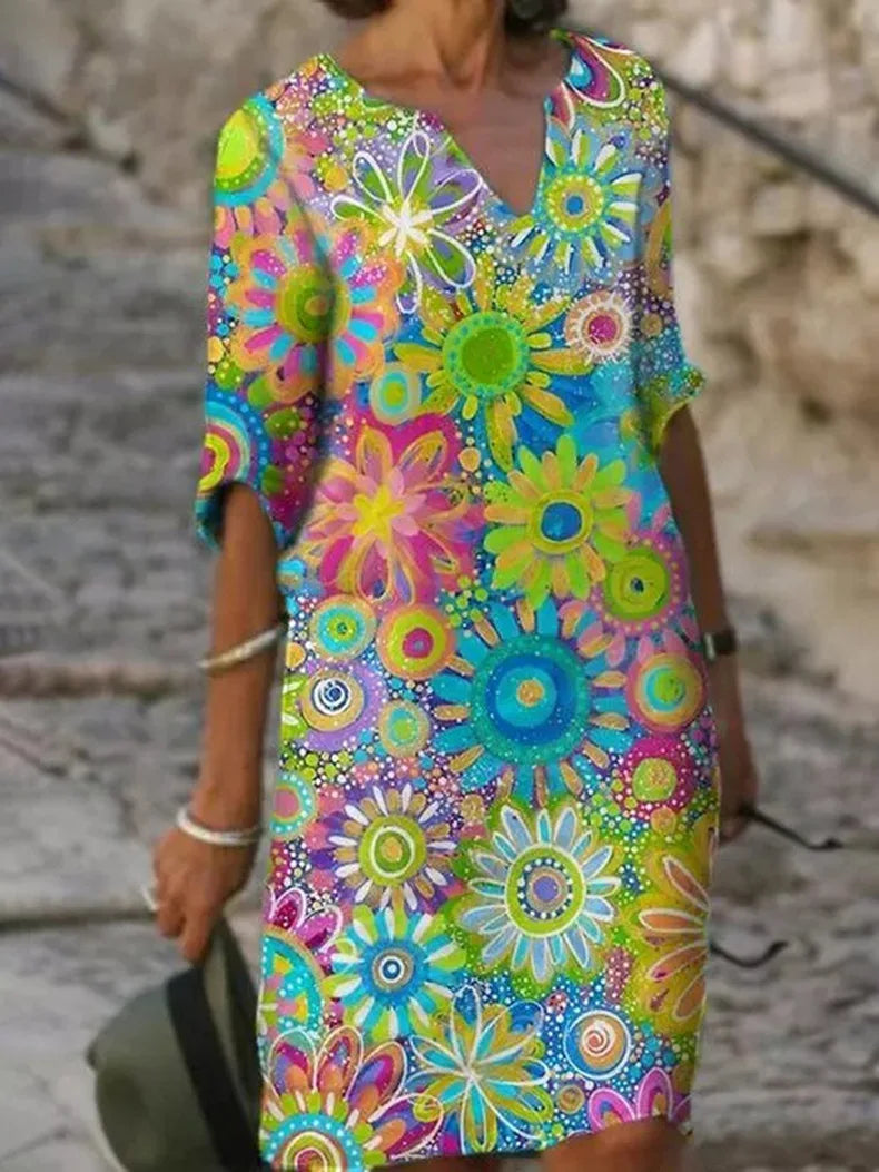 Damen Sommerkleid mit Blumenmuster | Mini