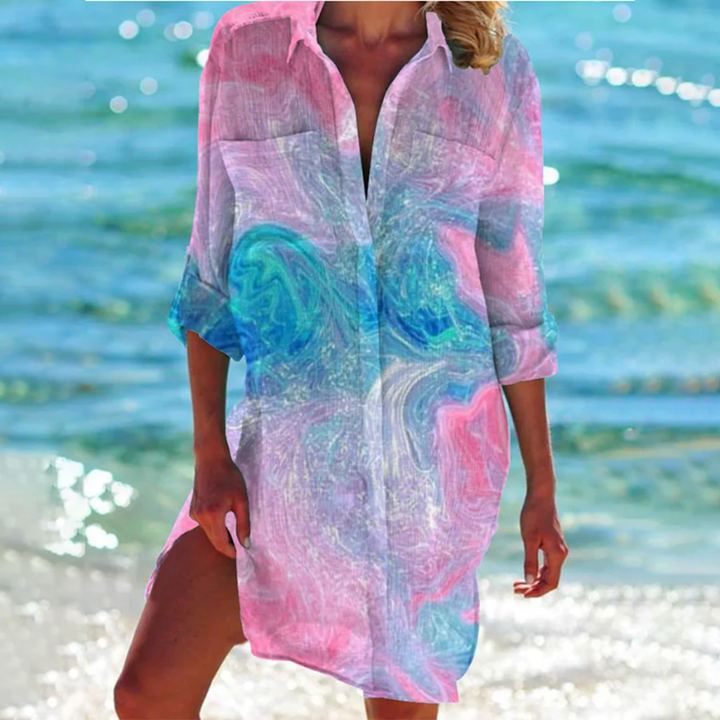 Mehrfarbiges Sommershirt Für Damen | 3/4 Ärmel