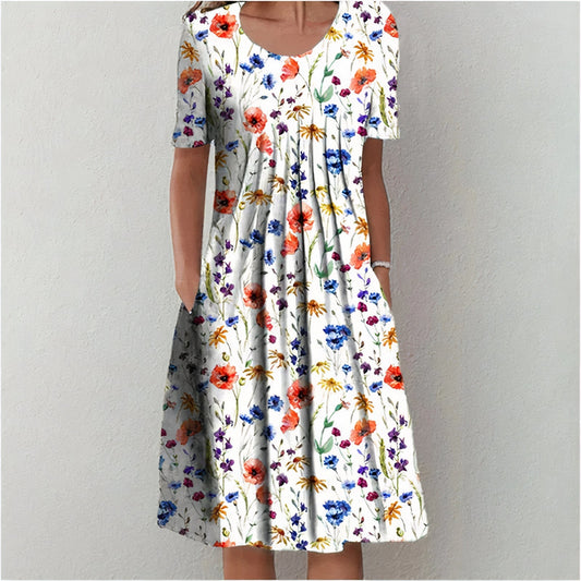 Damen Plissee Sommerkleid | Midi