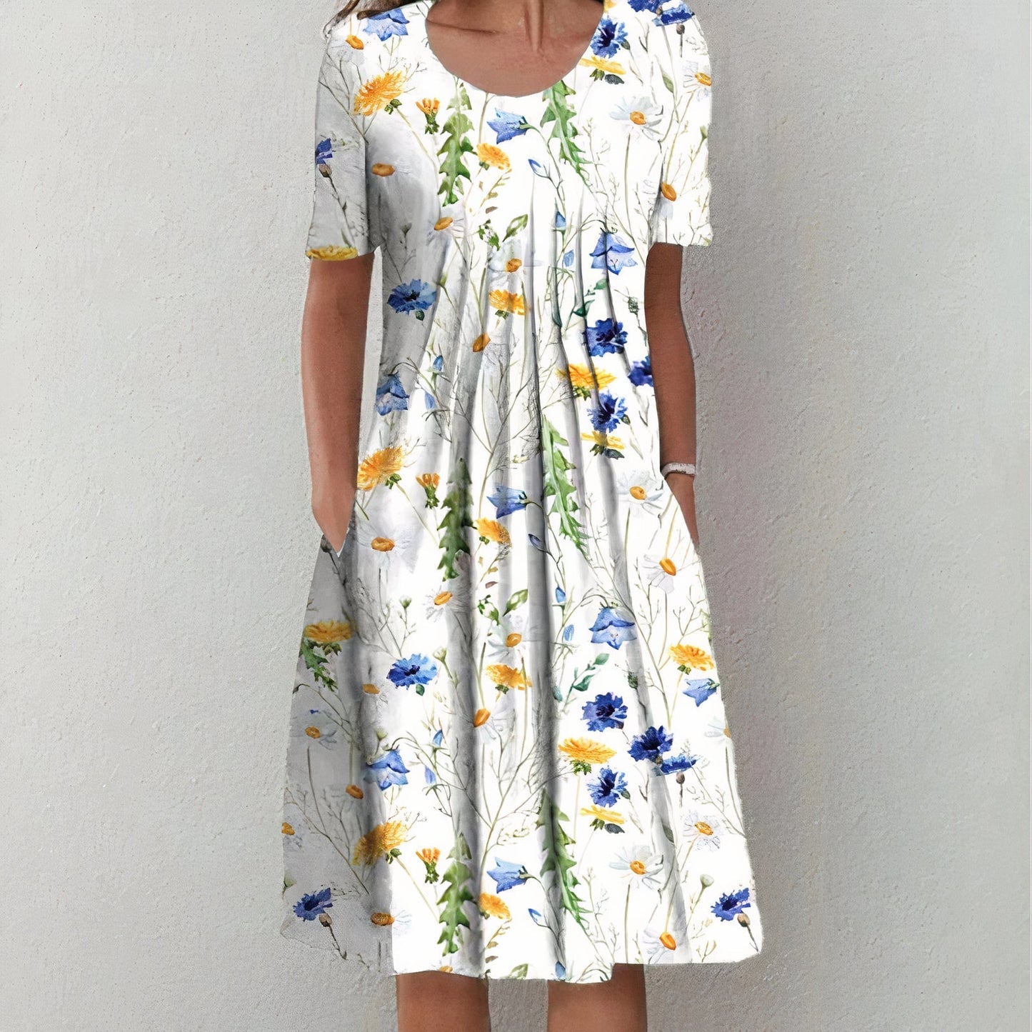 Damen Plissee Sommerkleid | Midi