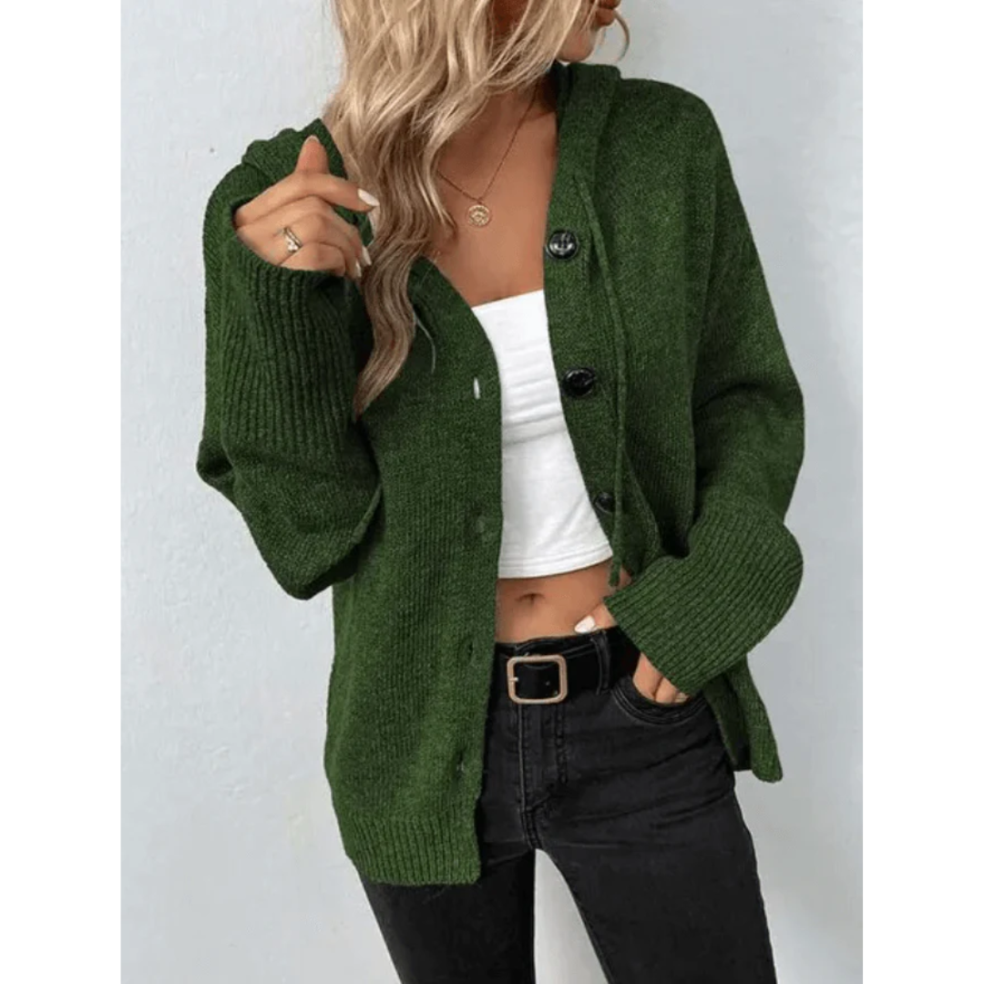 Damen Gestrickt Strickjacke | Knopf Daunen