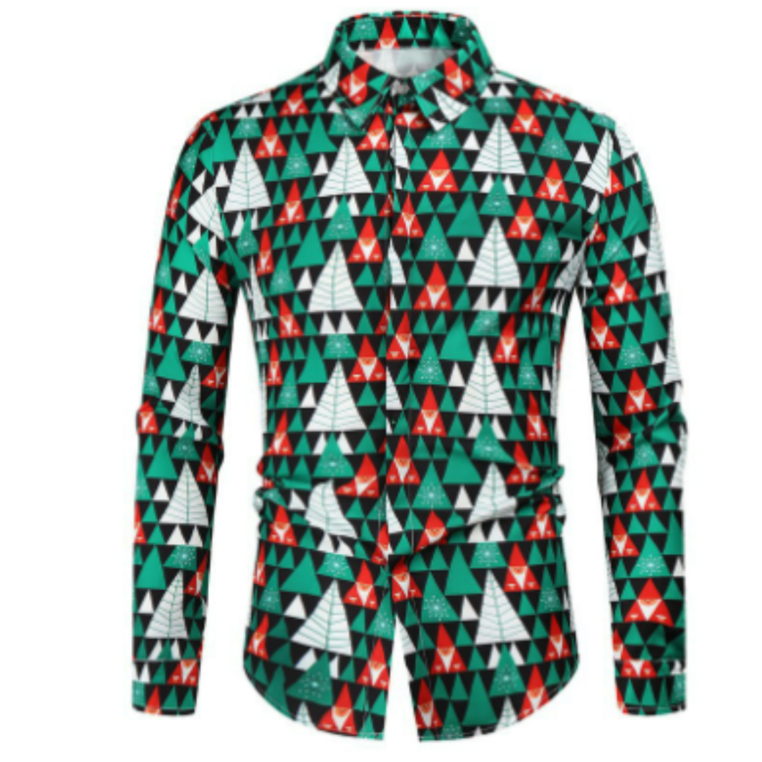 Langen Ärmeln Weihnachtshemd Herren | Button-Down