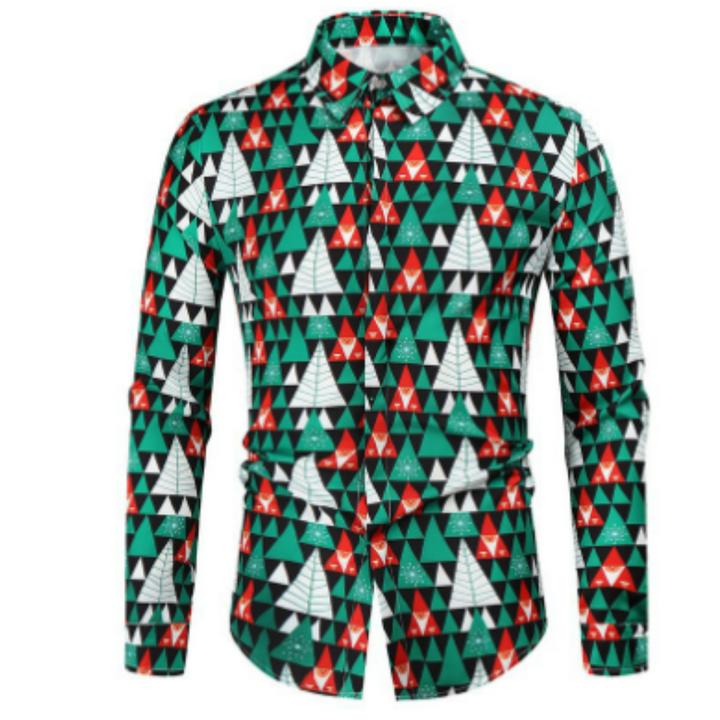 Langen Ärmeln Weihnachtshemd Herren | Button-Down