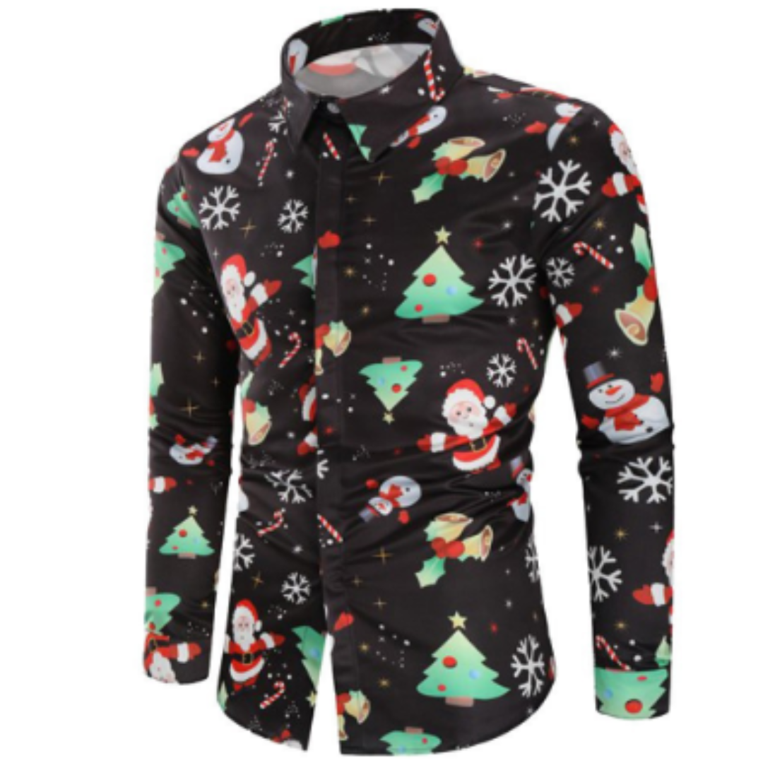 Langen Ärmeln Weihnachtshemd Herren | Button-Down