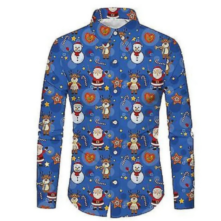 Langen Ärmeln Weihnachtshemd Herren | Button-Down