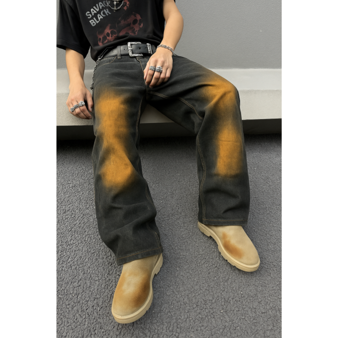 Herren Lässig Baggy Jeans | Gewaschen-Optik