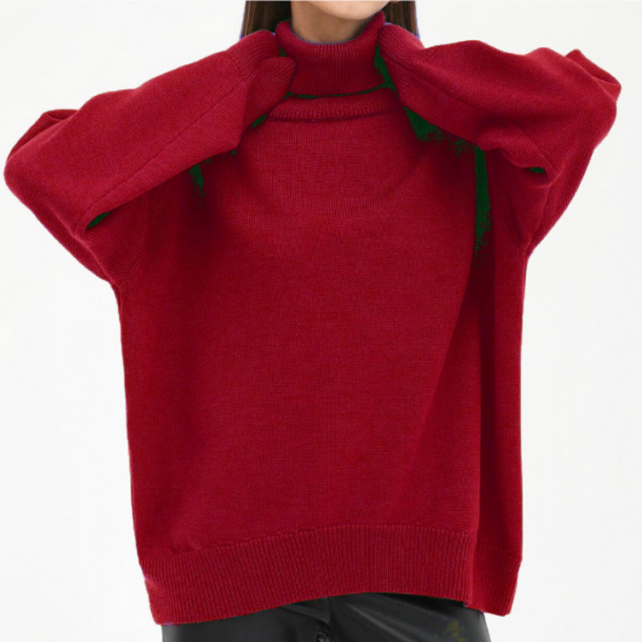 Damen Lose Passform Pullover | Rollkragen