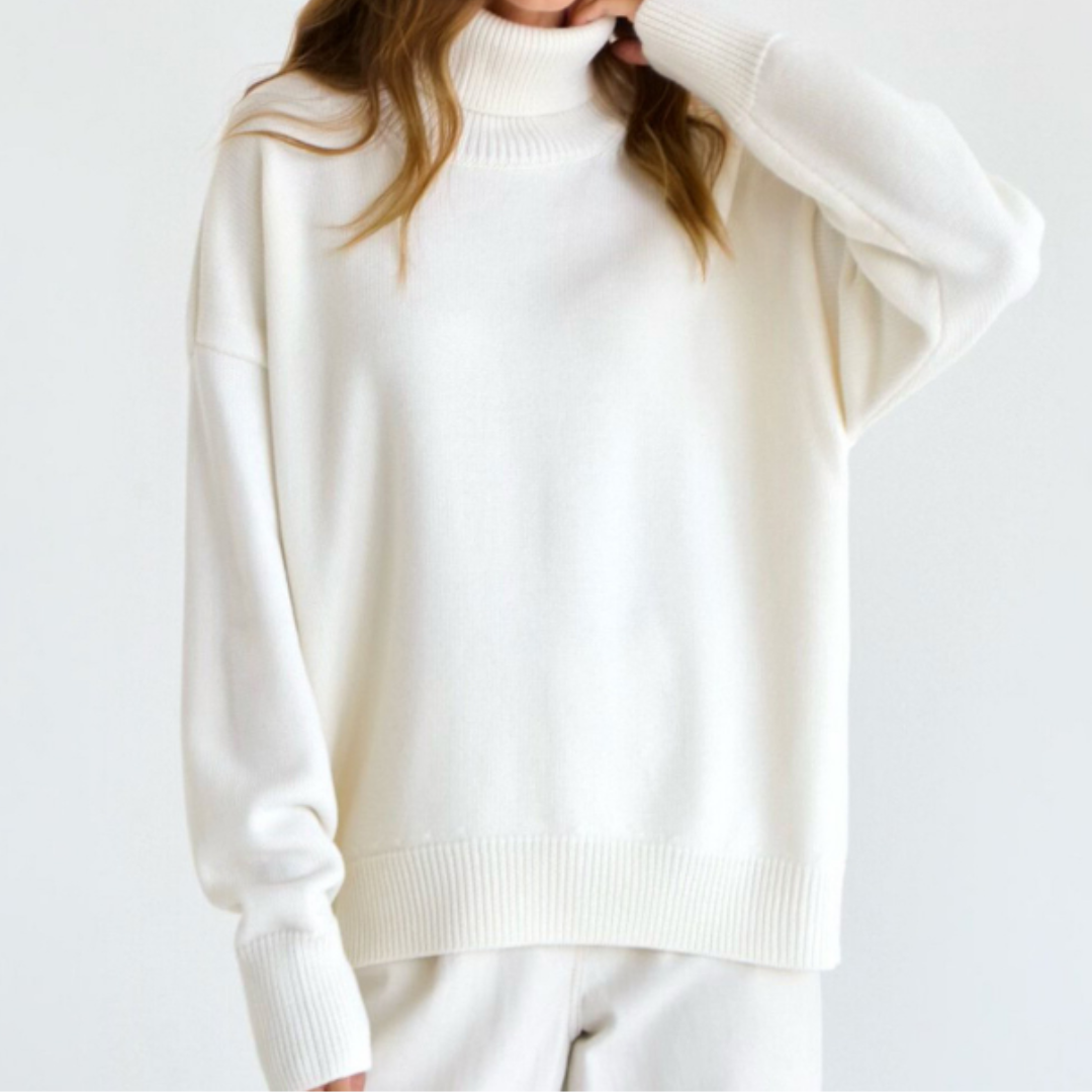 Damen Lose Passform Pullover | Rollkragen