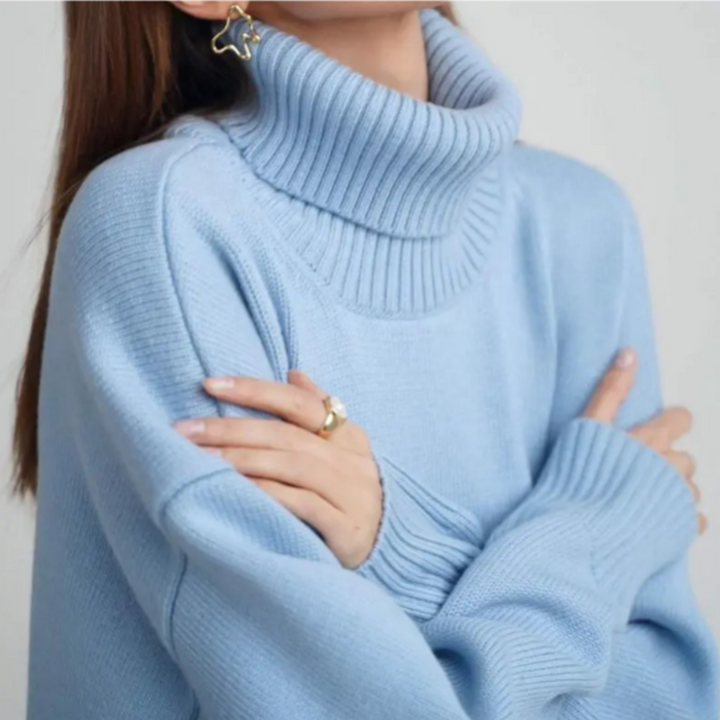 Damen Lose Passform Pullover | Rollkragen