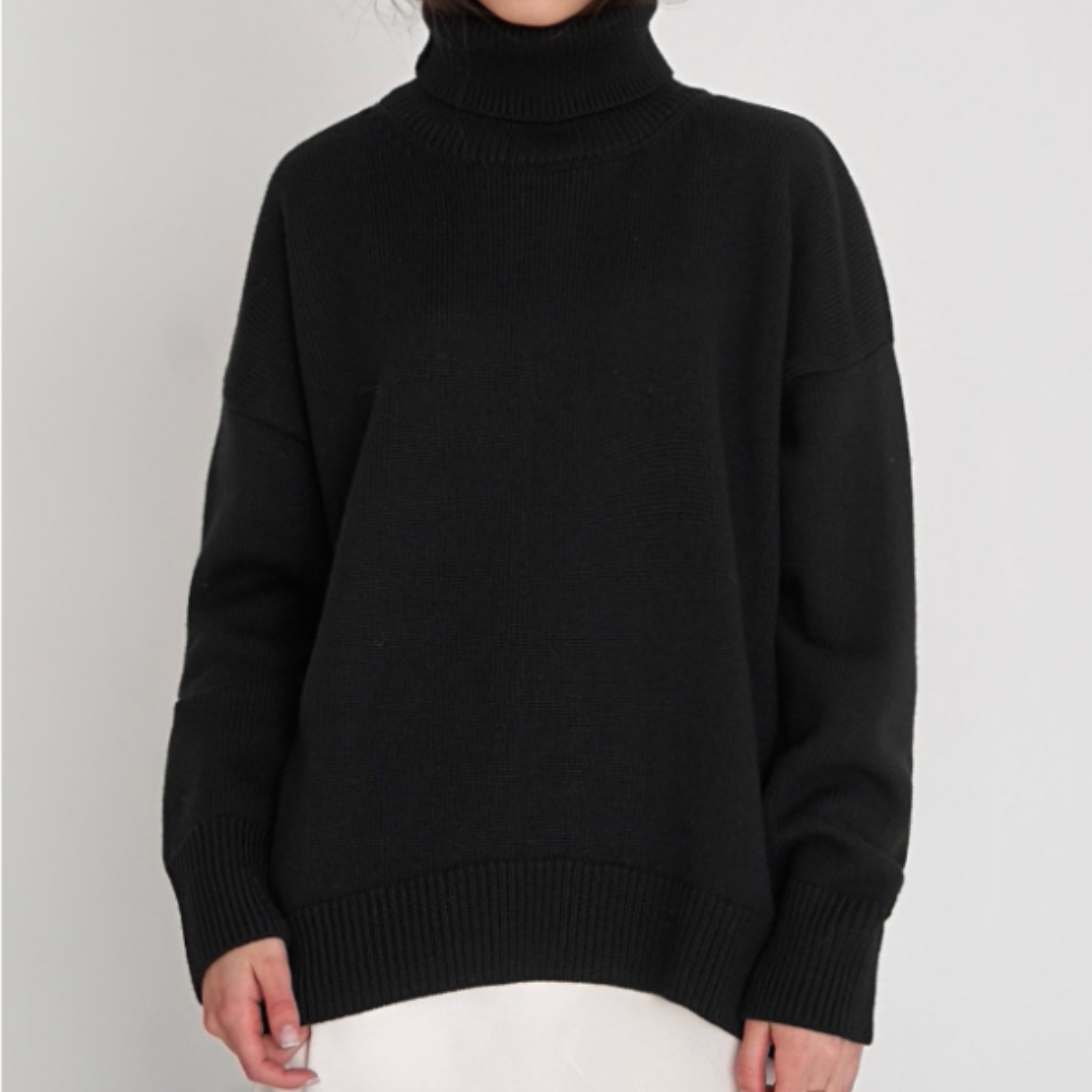 Damen Lose Passform Pullover | Rollkragen