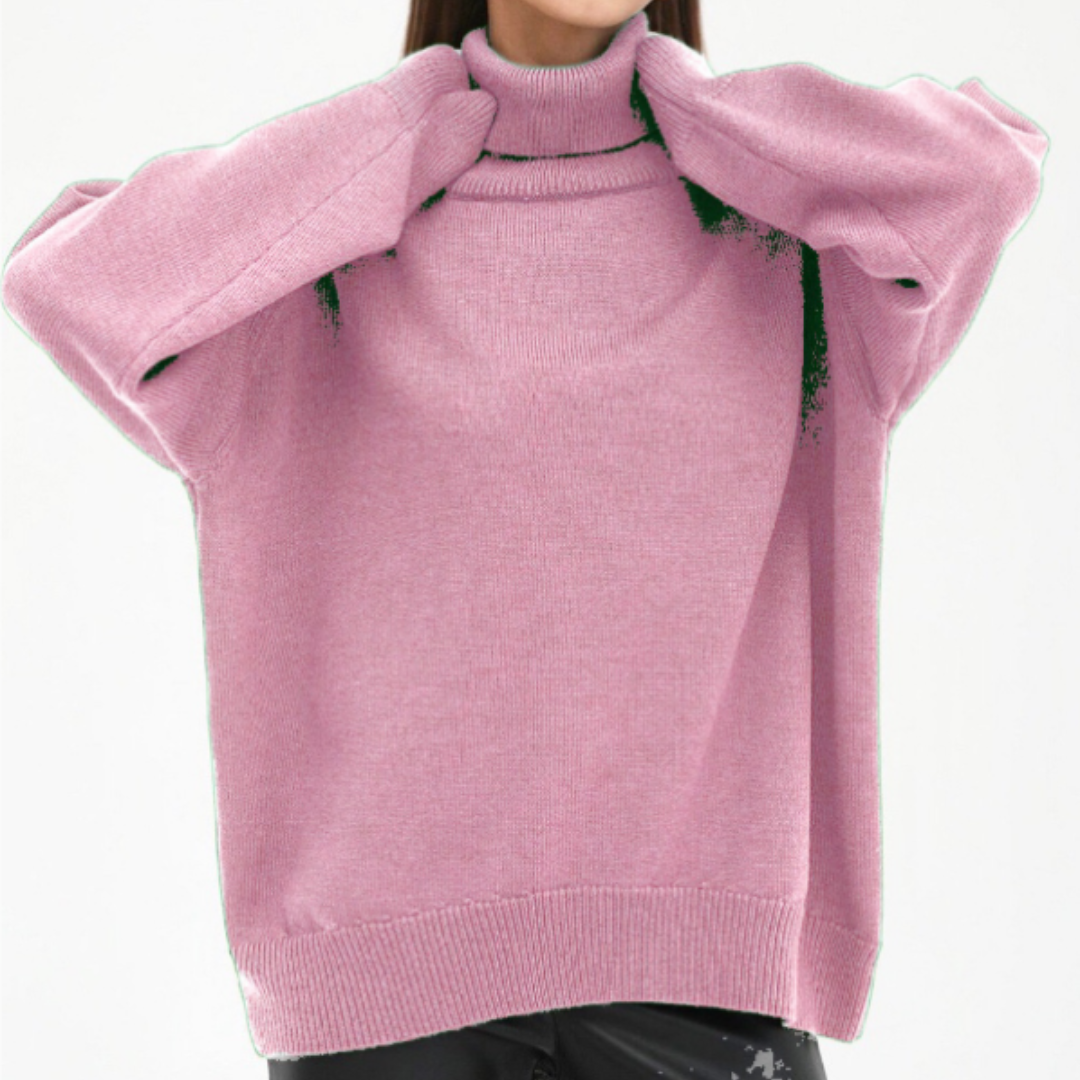 Damen Lose Passform Pullover | Rollkragen