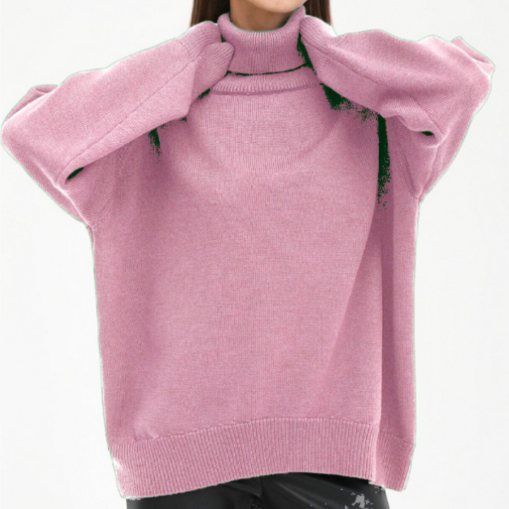 Damen Lose Passform Pullover | Rollkragen