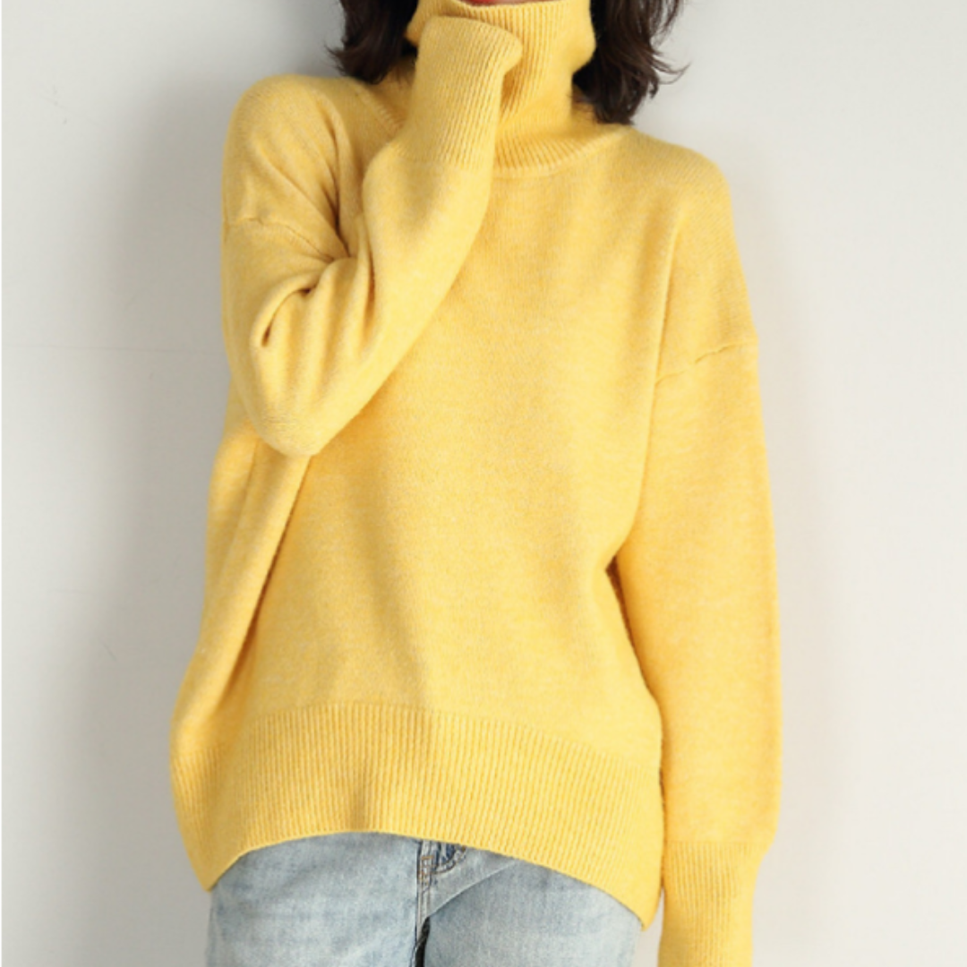 Damen Lose Passform Pullover | Rollkragen