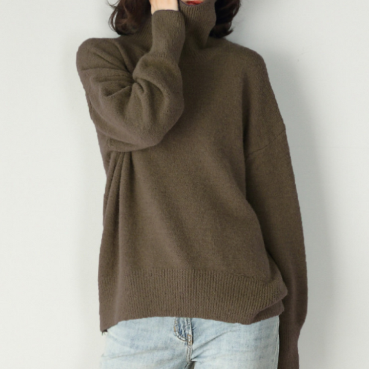 Damen Lose Passform Pullover | Rollkragen