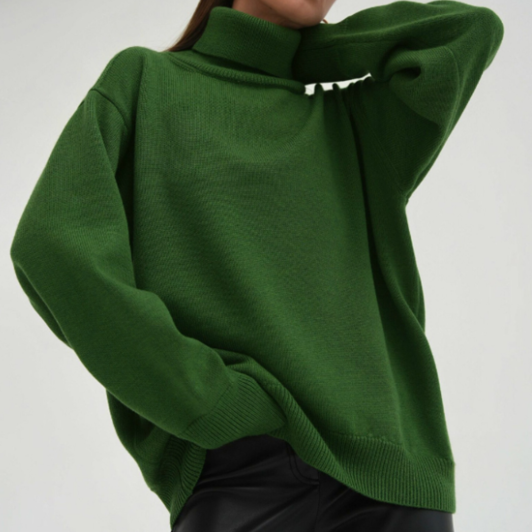 Damen Lose Passform Pullover | Rollkragen